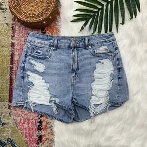 AEO American Eagle Distressed Mom Short Denim Jean Shorts 8